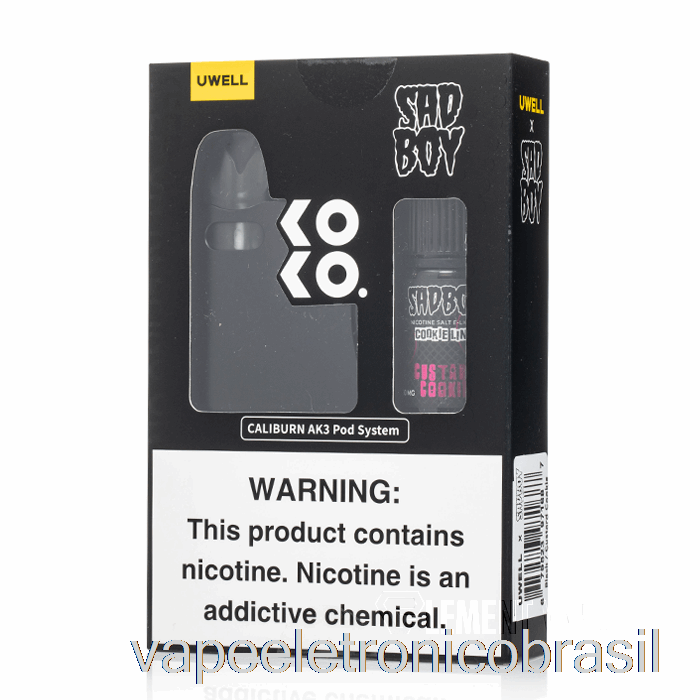 Vape Vaporesso Uwell X Dv Caliburn Ak3 Kit + 50mg Nic Salt [preto] Sadboy - Biscoito De Creme